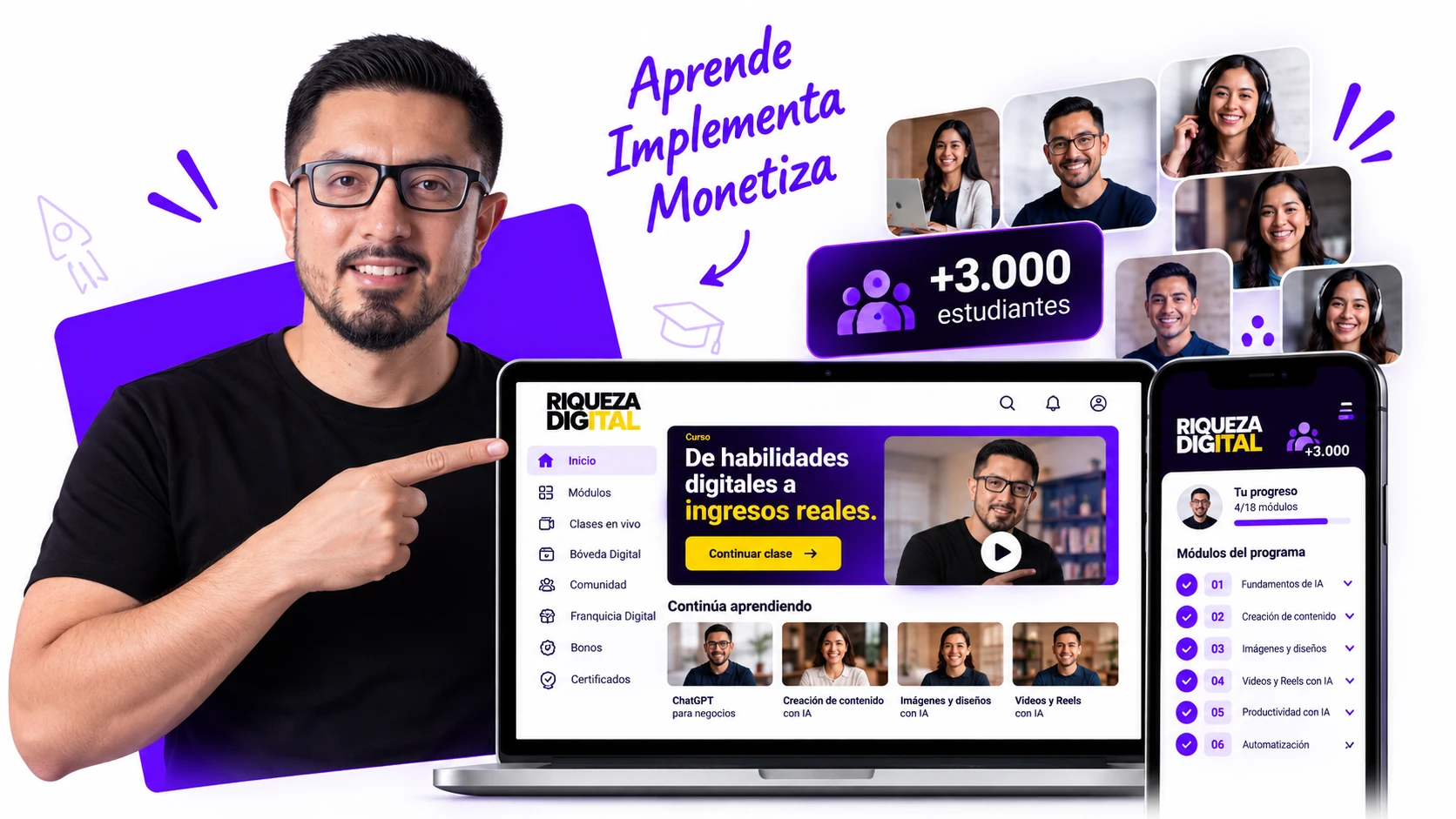 Jorge Guevara y la plataforma de aprendizaje Riqueza Digital